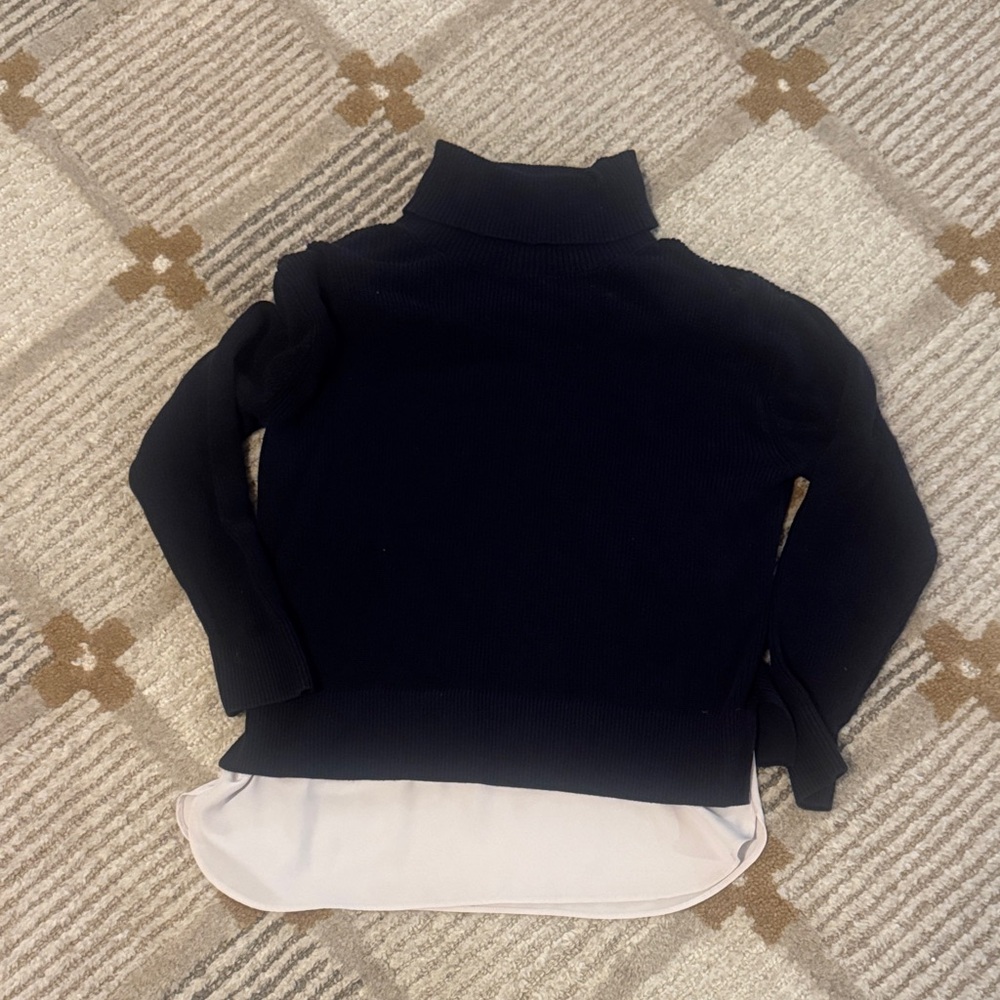 Ann Taylor Black and White Layered Turtleneck Sweater